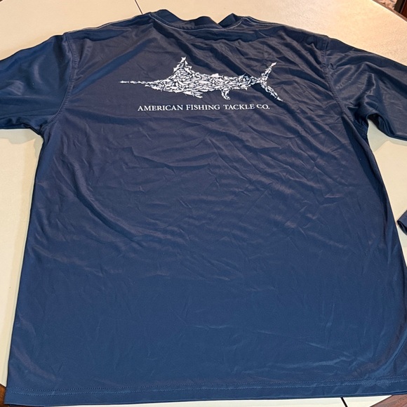 AFTCO Men's L Navy Long Sleeve Polyester Tee - Picture 6 of 6